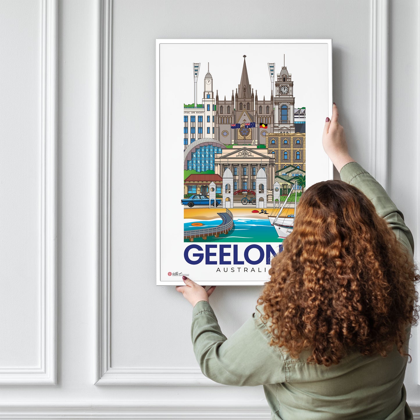 Geelong Australia artwork print souvenir worldscape collective frame wall person