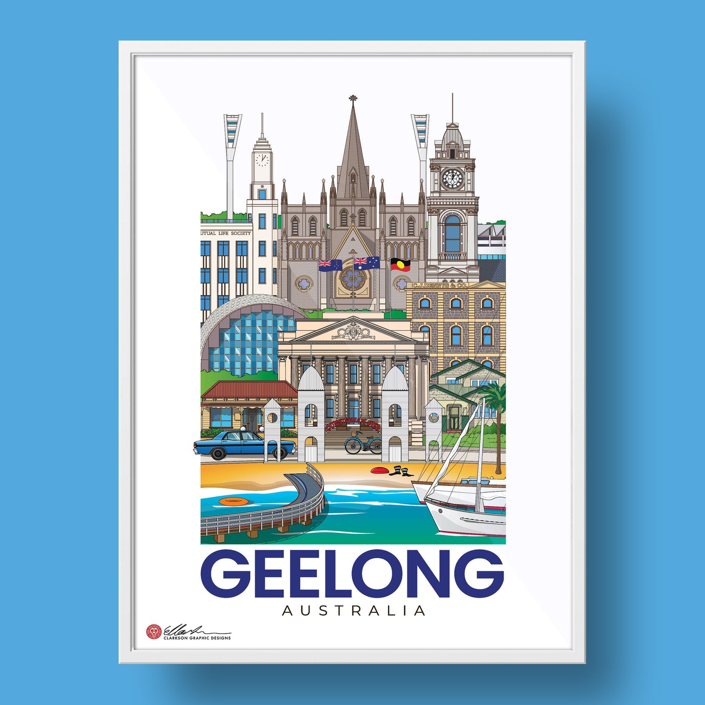 Geelong Australia artwork print souvenir worldscape collective framed