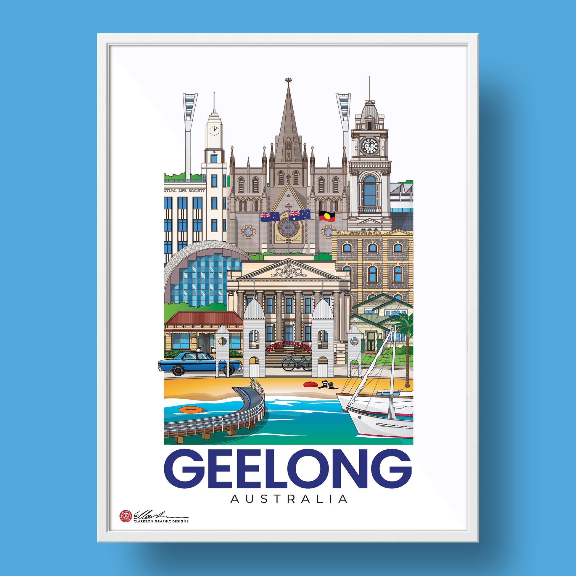 Geelong Australia artwork print souvenir worldscape collective framed