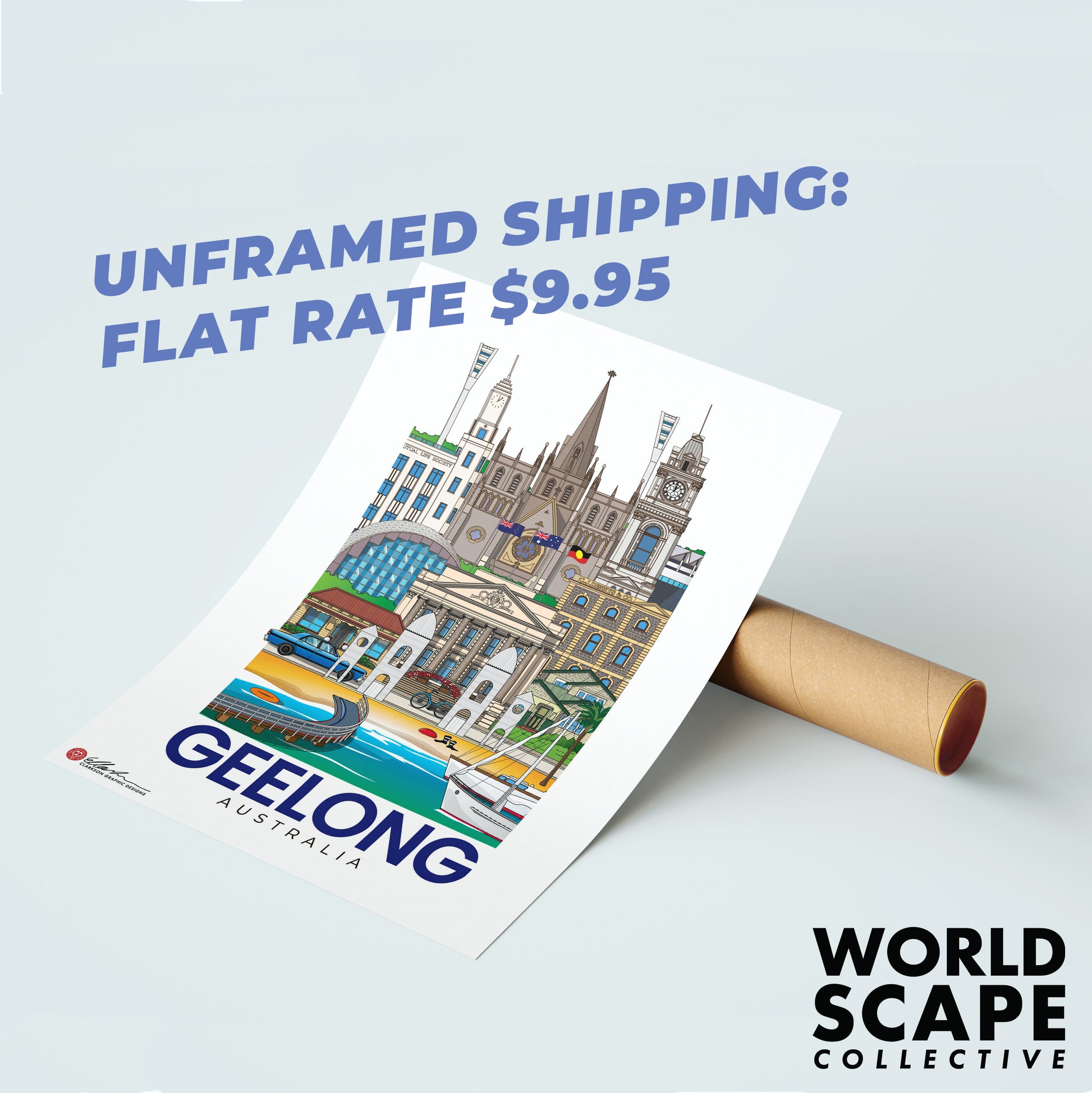 Geelong Australia artwork print souvenir worldscape collective poster