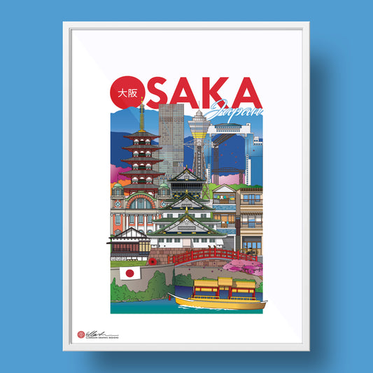 Osaka Japan artwork souvenir frame print front