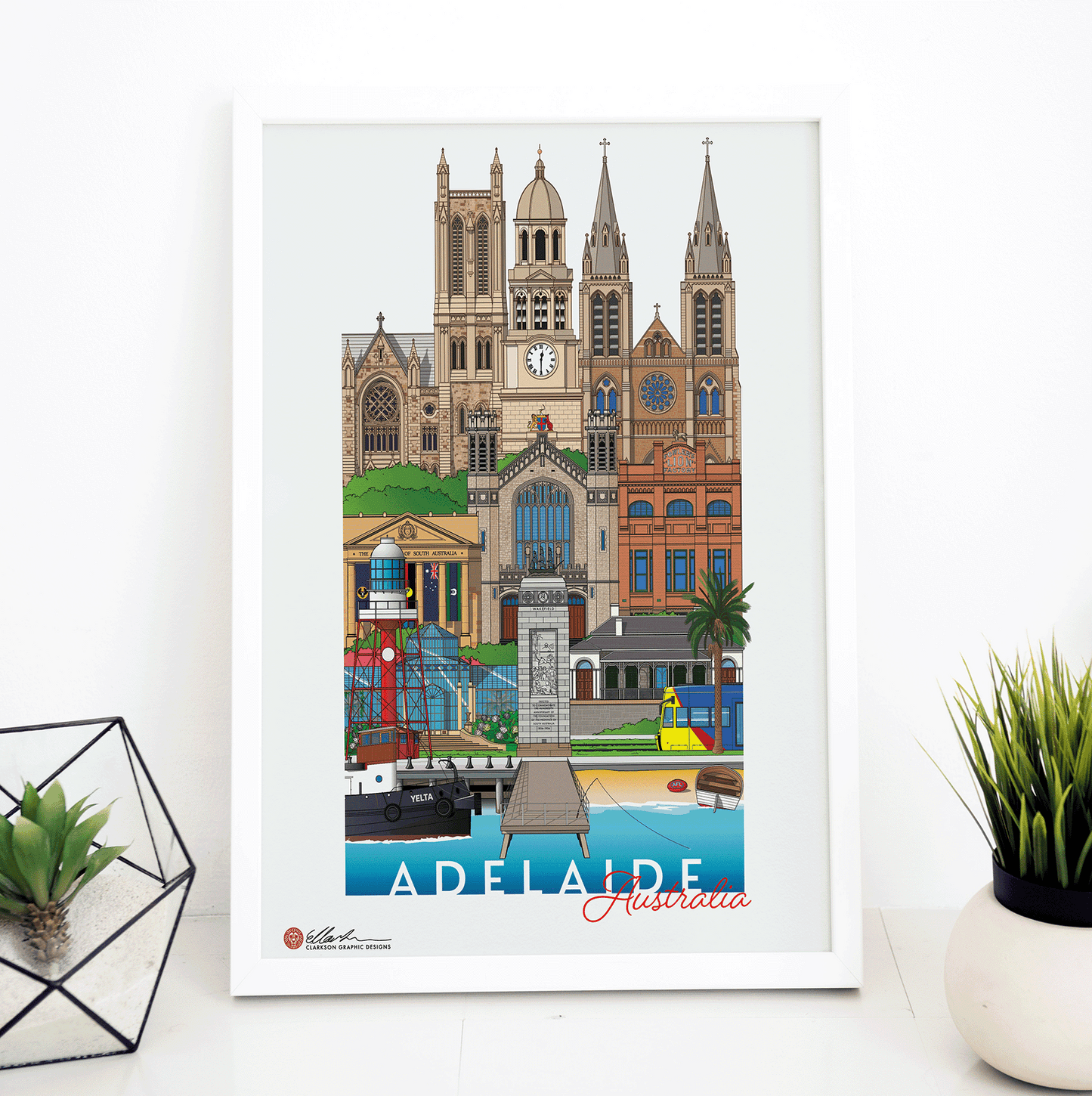 Adelaide Australia framed artwork A3 print